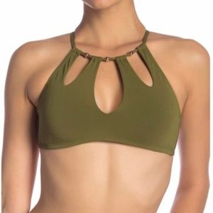 NWT Robin Piccone High Neck Cutout Bikini Top